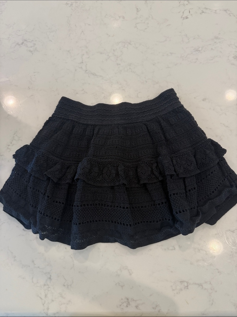 aerie Black Tiered Ruffle Mini Skirt